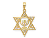 Star Of David with Menorah Pendant 14K Yellow Gold (NO CHAIN)